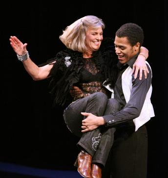 Patti Huiskamp and Western Michigan University dance student Tajh Stallworth swing dancing to Route 66 won the WMU Department of Dance Dancing with the Stars Oct. 29, 2009.
